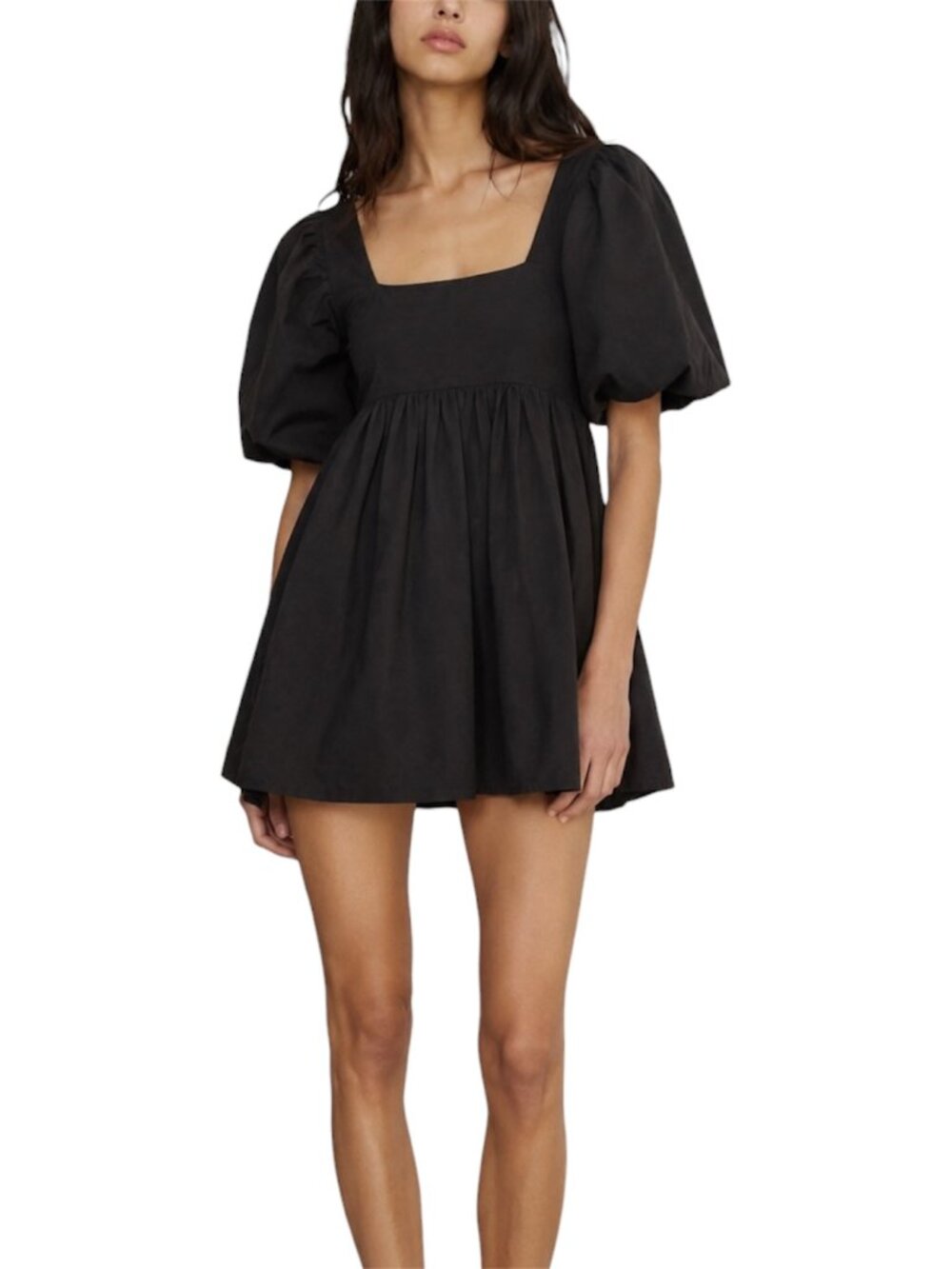 Size S NWT Lovers + Friends Almar Black Puff Sleeve Tie Back Mini Dress
